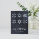 Modern Navy Silver Snowflakes Business Feestdagenkaart (Staand voorkant)