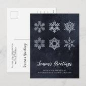 Modern Navy Silver Snowflakes Business Feestdagenkaart (Voorkant / Achterkant)