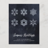 Modern Navy Silver Snowflakes Business Feestdagenkaart (Voorkant)
