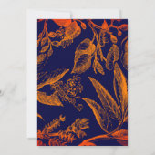 Modern Navy Sinaasappel Bladeren Bloemen Afstudere Kaart (Achterkant)
