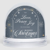 Modern Navy Snowflake Christmas Photo Sneeuwbol (Voorkant)