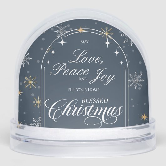 Modern Navy Snowflake Christmas Photo Sneeuwbol (Voorkant)