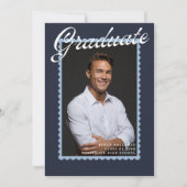 Modern Navy Stamp Graduation Announcement Kaart (Voorkant)