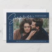 Modern Navy Surprise Photo Verloving Aankondiging (Voorkant)