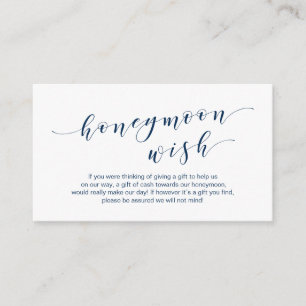 Modern Navy type, Wedding Honeymoon Wish Fund Informatiekaartje