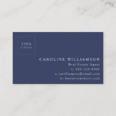 Modern Navy Vastgoed Agent Branding QR Code Visitekaartje (Voorkant)