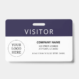 Modern Navy Visitor Pass Company Logo Badge