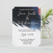 Modern Navy Waterverf bruiloft Kaart (Staand voorkant)