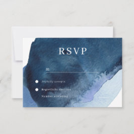 Modern Navy Waterverf Bruiloft RSVP Kaartje