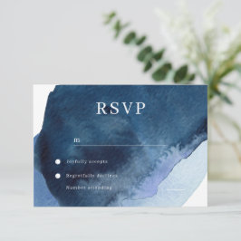 Modern Navy Waterverf Bruiloft RSVP Kaartje