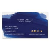 Modern Navy Waterverf Wash Brush Stroke Magnetisch Visitekaartje (Voorkant)
