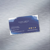 Modern Navy Waterverf Wash Brush Stroke Magnetisch Visitekaartje (Voorbeeld)