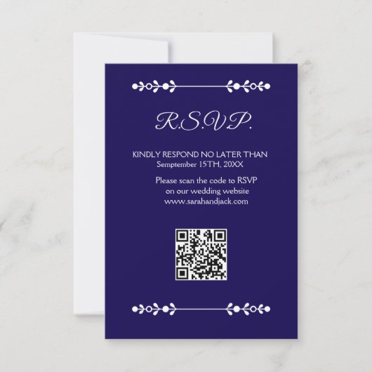 Modern Navy & White RSVP Card (Voorkant)