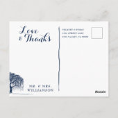 Modern Navy White Wedding Dank u Foto Briefkaart (Achterkant)