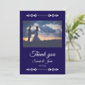 Modern Navy & White Wedding Flat Thank You Card Bedankkaart (Staand voorkant)