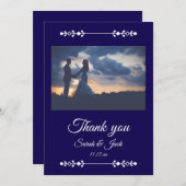 Modern Navy & White Wedding Flat Thank You Card Bedankkaart (Voorkant / Achterkant)