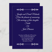 Modern Navy & White Wedding invitation Kaart (Voorkant / Achterkant)