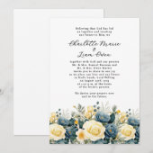 Modern Navy Yellow Floral Waterverf bruiloft Kaart (Voorkant / Achterkant)