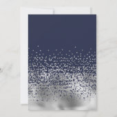 Modern Navy Zilverfolie Confetti Ombre Huwelijk Kaart (Achterkant)