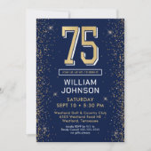 Modern Navyblauw 75e Verjaardag Kaart (Voorkant)