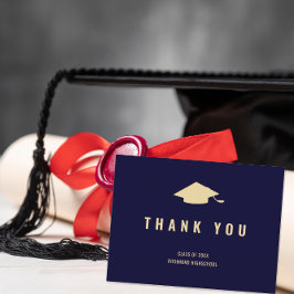 Modern Navyblauw Gouden Foto Bedankt Briefkaart