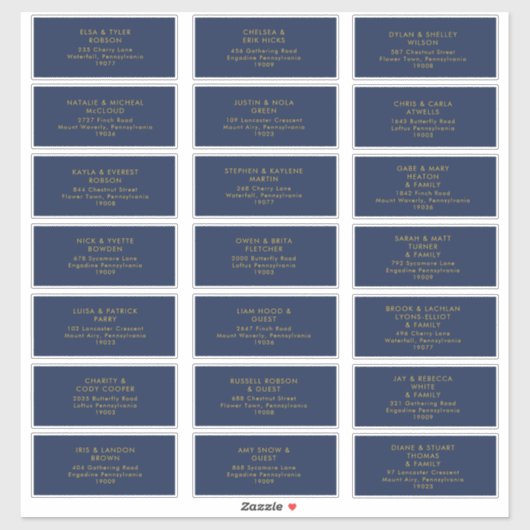 Modern Navyblauw | Gouden Huwelijksadres voor gast Sticker (Vel)