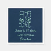 Modern NavyBlue juicht tot 30 jaar verjaardag serv Servet (Voorkant)