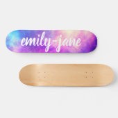 Modern nebula watercolor bright space monogram persoonlijk skateboard (Horizontaal)