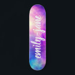 Modern nebula watercolor bright space monogram persoonlijk skateboard<br><div class="desc">Modern nebula watercolor bright space monogram with a bold font typography</div>
