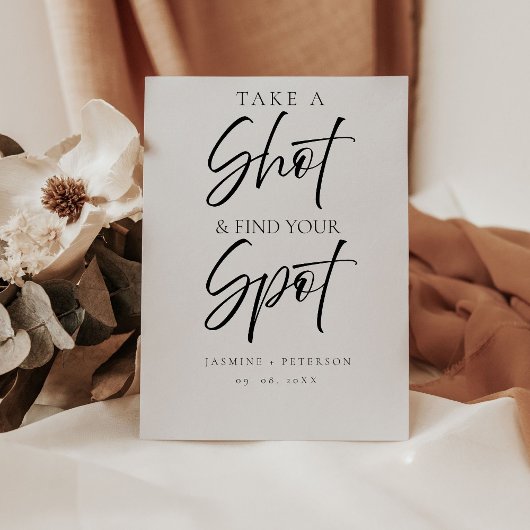 Modern Neem een foto En vind uw stoel bruiloft tek Reclamebord Met Voetstuk