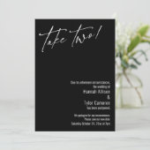 Modern neemt twee. Black Postponed Wedding Kaart (Staand voorkant)
