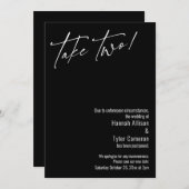 Modern neemt twee. Black Postponed Wedding Kaart (Voorkant / Achterkant)