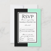 Modern Neo Mint Black - persoonlijke WEDDING RSVP Kaartje (Voorkant)