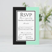 Modern Neo Mint Black - persoonlijke WEDDING RSVP Kaartje (Staand voorkant)