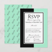 Modern Neo Mint Black - persoonlijke WEDDING RSVP Kaartje (Voorkant / Achterkant)