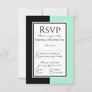 Modern Neo Mint Black - persoonlijke WEDDING RSVP Kaartje