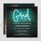 Modern Neon 2023 Foto Graduation Party Invitation Kaart (Voorkant / Achterkant)