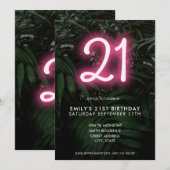 Modern Neon 21st Birthday Kaart (Voorkant / Achterkant)