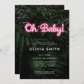 Modern Neon Baby shower Invitation Kaart (Voorkant / Achterkant)