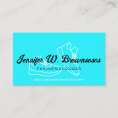 Modern Neon Blauwgroen Line Art Sneaker Visitekaartje (Voorkant)