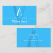 Modern Neon Blue Barber Razor Design Visitekaartje (Voorkant / Achterkant)
