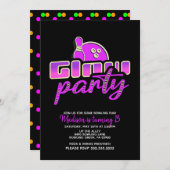 Modern Neon Bowling Party Bash Birthday Party Kaart (Voorkant / Achterkant)