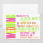 Modern Neon Brights Block Print Weddenation Kaart (Voorkant / Achterkant)