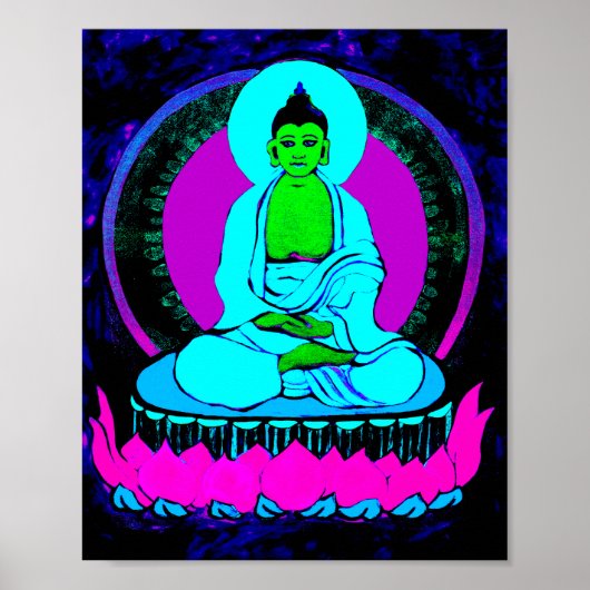 Modern Neon Buddha Poster (Voorkant)