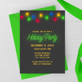 Modern Neon Christmas Lights Holiday Party  Kaart