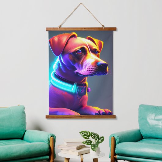 Modern Neon Colored Dog Hangend Wandkleed