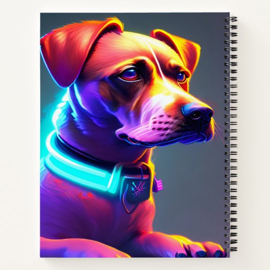 Modern Neon Colored Dog Notitieboek (Achterkant)