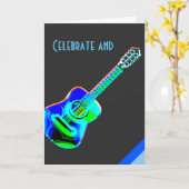 Modern Neon Colors Guitar Music Birthday Kaart (Gele Bloem)