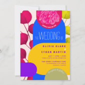 Modern Neon Festival Garden Geometric Wedding Invi Kaart (Voorkant)