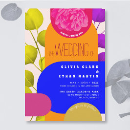 Modern Neon Festival Garden Geometric Wedding Kaart